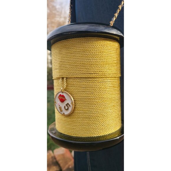 Gold & Black Coton Extra 5 Gold Chain Shoulder Bag With Spool Design & Lip Charm - Picture 1 of 11